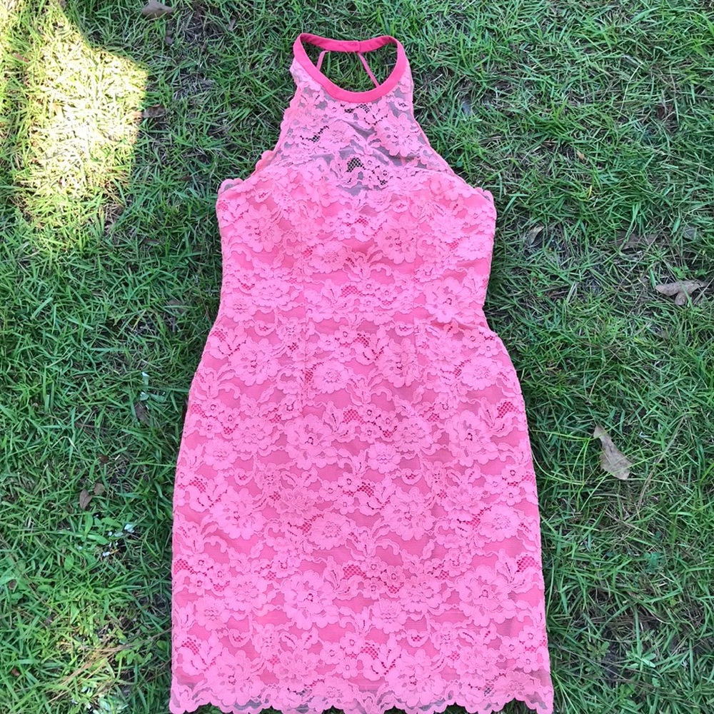 Nicole Miller lace pink dress Sz 10